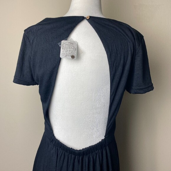 Free People Dress Womens Black Large Open Back Lightweight Beach Maxi Dress - Picture 5 of 10